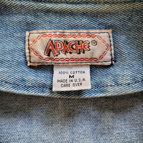 Vtg Apache Denim Vest - Women's Medium USA - BirdHouse/Flowers - Picture 5 of 5